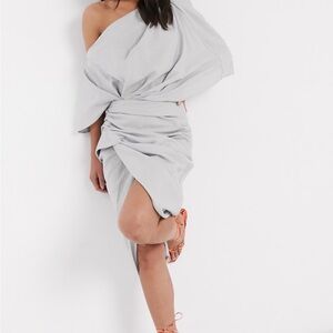 Asos Elegant Gray One-Shoulder Dress